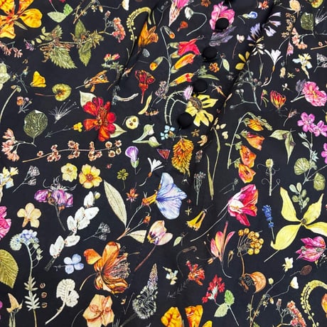 J.Sloane リバティプリント"Floral Eve"スタンドネックワンピース - ブラック