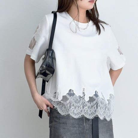 EimeeLaw   レースエンブロTシャツ- オフホワイト