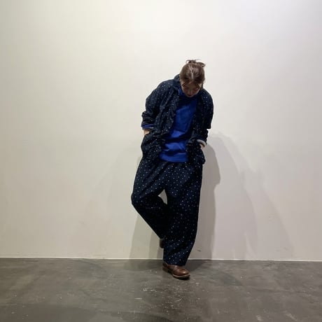 Ventblank    ドット柄コーデュロイイージーパンツ      -ブラック