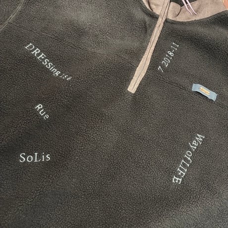 EimeeLaw   ランダム刺繍フリースZIPプルオーバー  -  ダークグレー