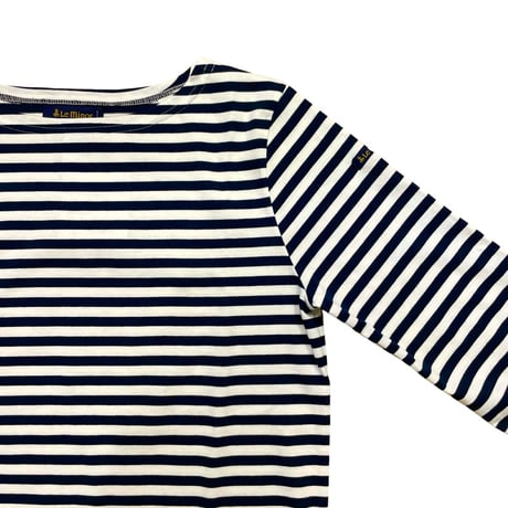 Le Minor 細ボーダー長袖Tシャツ- ホワイト×ネイビー