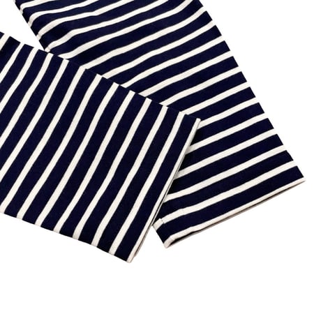 Le Minor 細ボーダー長袖Tシャツ-ネイビー×ホワイト