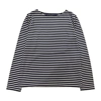 Le Minor 細ボーダー長袖Tシャツ-ネイビー×ホワイト