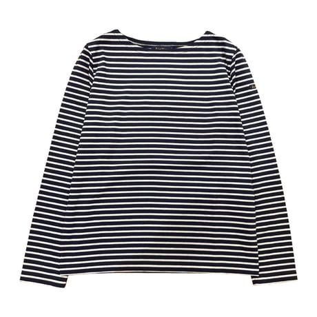 Le Minor 細ボーダー長袖Tシャツ-ネイビー×ホワイト