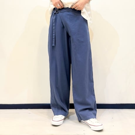 vent blanc | コットンレーヨンツイルラップパンツ | 【Blue】