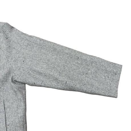 QTUME　カラーネップツイードロングコート-  グレー