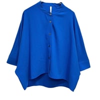 Dignte Collier    ストレッチシフォンワイドブラウス       -　ブルー
