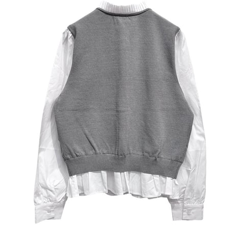 ATELIER SIX   14Gニット+布帛プルオーバー -  グレー
