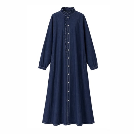vent blanc | 4.5ozDENIM フロントフリルワンピース | 【INDIGO】