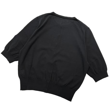 ATELIER SIX      16G ICE COTTON 半袖カーディガン      -ブラック