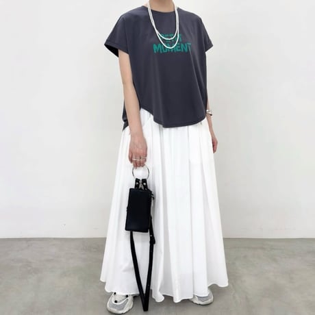 NUS フレンチスリーブロゴTシャツ - チャコール