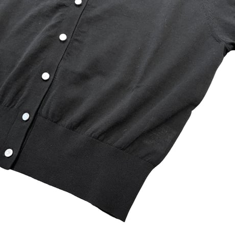 ATELIER SIX      16G ICE COTTON 半袖カーディガン      -ブラック