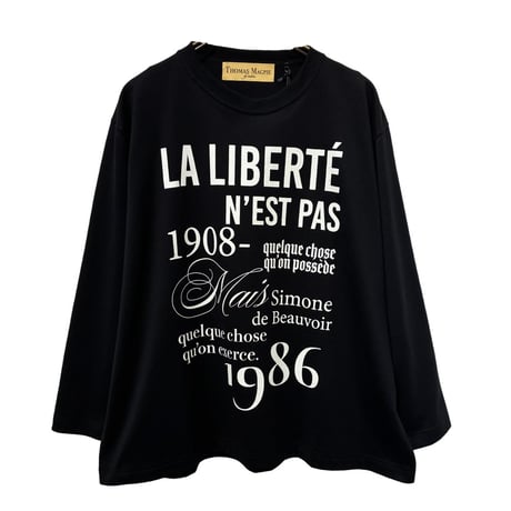 THOMAS MAGPIE     ロゴプリント ロングスリーブTシャツ     - ブラック