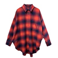 NUS     バックスターチェックオーバーシャツ         -レッド