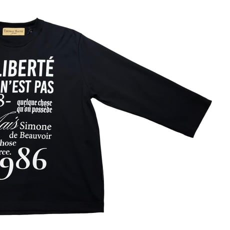THOMAS MAGPIE     ロゴプリント ロングスリーブTシャツ     - ブラック