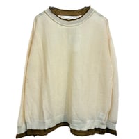 QTUME バイカラーロングTシャツニット- ベージュ