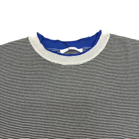 QTUME バイカラーロングTシャツニット- ボーダー