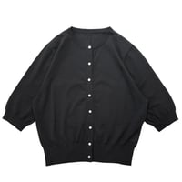 ATELIER SIX      16G ICE COTTON 半袖カーディガン      -ブラック
