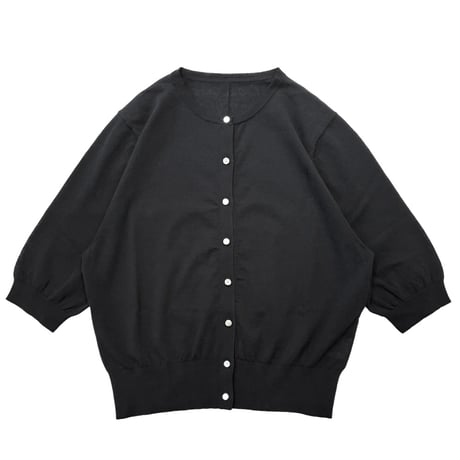 ATELIER SIX      16G ICE COTTON 半袖カーディガン      -ブラック