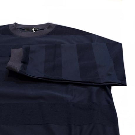 vent blanc | サムカラーボーダーカットソー | 【Navy】