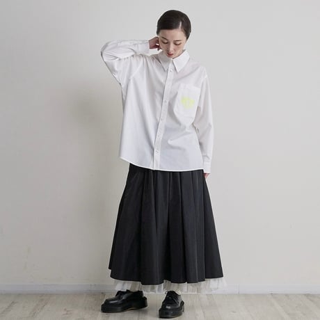 THOMAS MAGPIE     刺繍ベーシックシャツ        -ホワイト
