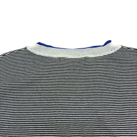 QTUME バイカラーロングTシャツニット- ボーダー