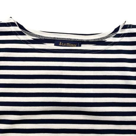 Le Minor 細ボーダー長袖Tシャツ- ホワイト×ネイビー