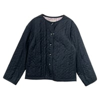 Parkes キルティングノーカラージャケット-ネイビー