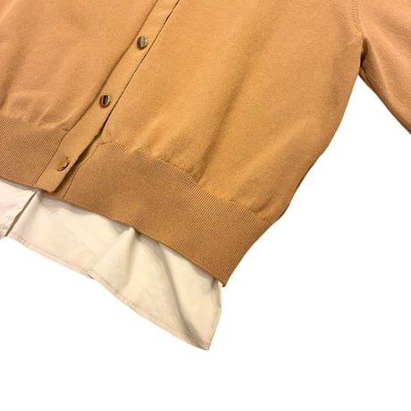 ATELIER SIX          ニット×布帛 シャツドッキングカーディガン      -キャメル