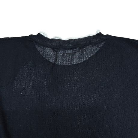 QTUME バイカラーロングTシャツニット- ブラック