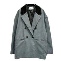 CYNICAL グレンチェックコーデュロイ切替ビッグジャケット- グレー