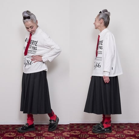 THOMAS MAGPIE     ロゴプリント ロングスリーブTシャツ     - ブラック