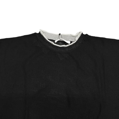QTUME バイカラーロングTシャツニット- ブラック