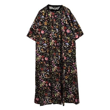 J.Sloane リバティプリント"Floral Eve"スタンドネックワンピース - ブラック