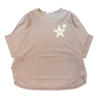 QTUME スタープリントTシャツ-ベージュ