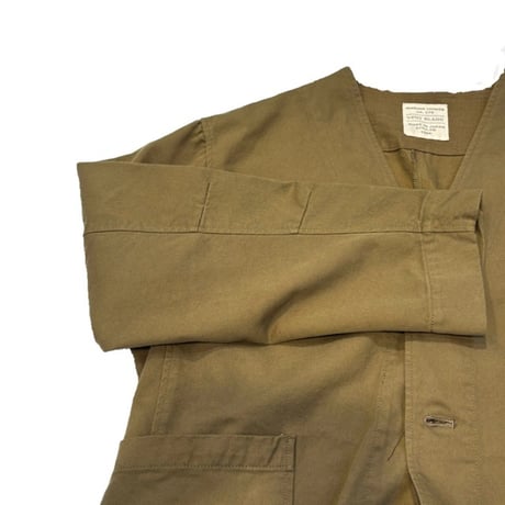 vent blanc | コットンレーヨンツイルノーカラージャケット  | 【Khaki】
