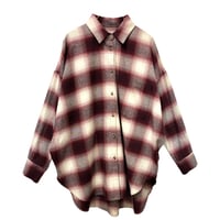 NUS     バックスターチェックオーバーシャツ         -ボルドー