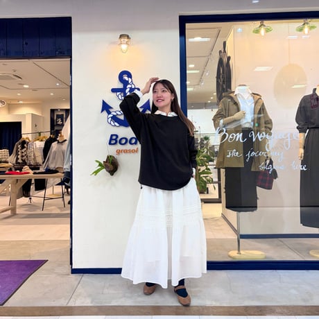 M53. ツイストドローコードロングTシャツ -ブラック