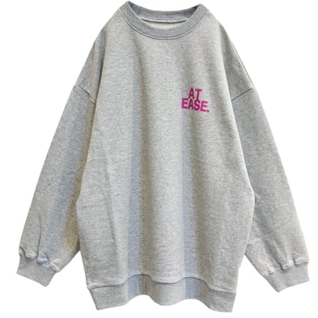 NUS バックテープアクセントロゴスウェット グレー×ピンク