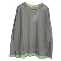 QTUME バイカラーロングTシャツニット- グレー