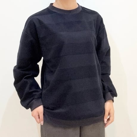 vent blanc | サムカラーボーダーカットソー | 【Navy】