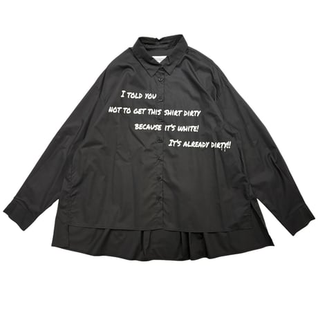 RISLEY     バックロングプリントシャツ       -ブラック
