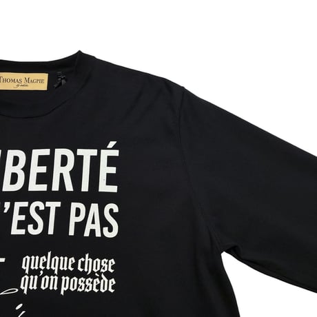 THOMAS MAGPIE     ロゴプリント ロングスリーブTシャツ     - ブラック