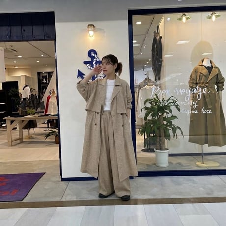 QTUME ナチュラルシャンブレータックパンツ ベージュ