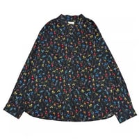 Parkes リバティプリント"Botanical Display" スタンドネックブラウス- ブラック
