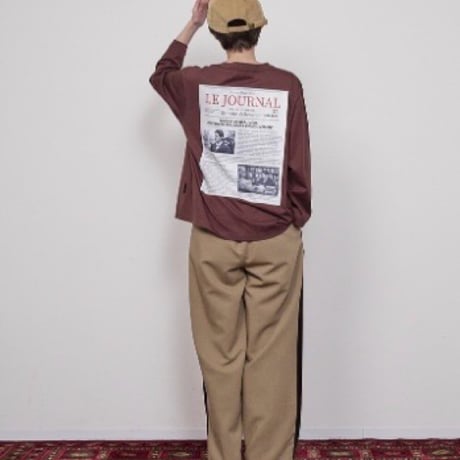 THOMAS MAGPIE    バックプリントロングTシャツ    - チョコレート
