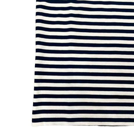 Le Minor 細ボーダー長袖Tシャツ- ホワイト×ネイビー
