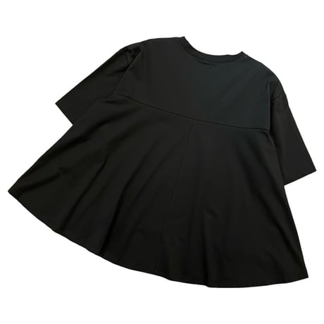 DignteCollier バックフレアプリントTシャツ- ブラック