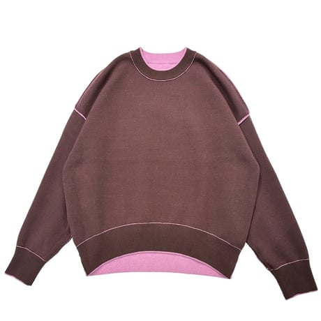 QTUME   2Wayベーシックプルオーバー      -ラベンダー×ブラウン