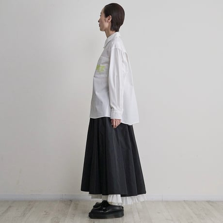 THOMAS MAGPIE     刺繍ベーシックシャツ        -ホワイト